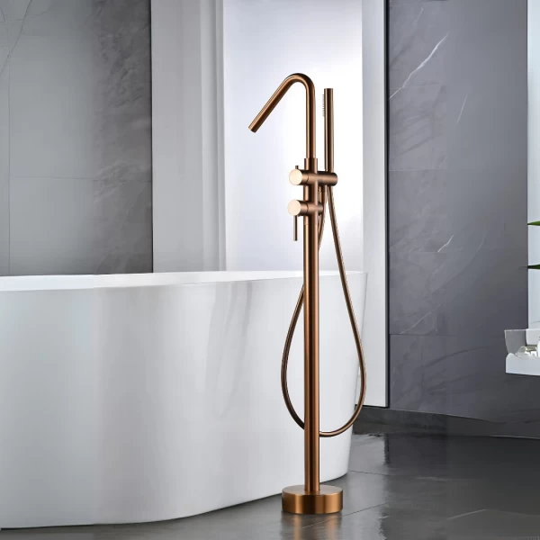 FREESTANDING BATHTUB FAUCET CORCEGA SERIES IN ROSE GOLD BRUSHED