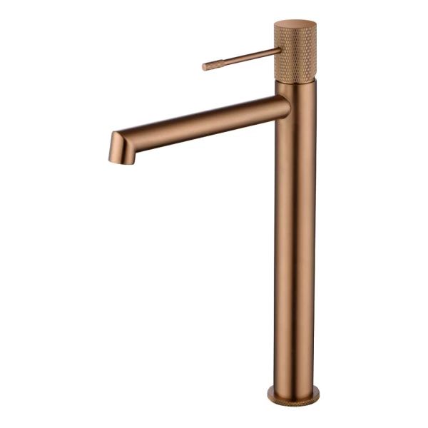 BASIN MIXER WITH HIGH SPOUT LINE SERIES IN ROSE GOLD BRUSHED