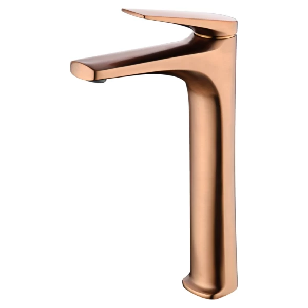 BASIN MIXER WITH HIGH SPOUT DELOS SERIES IN ROSE GOLD BRUSHED 