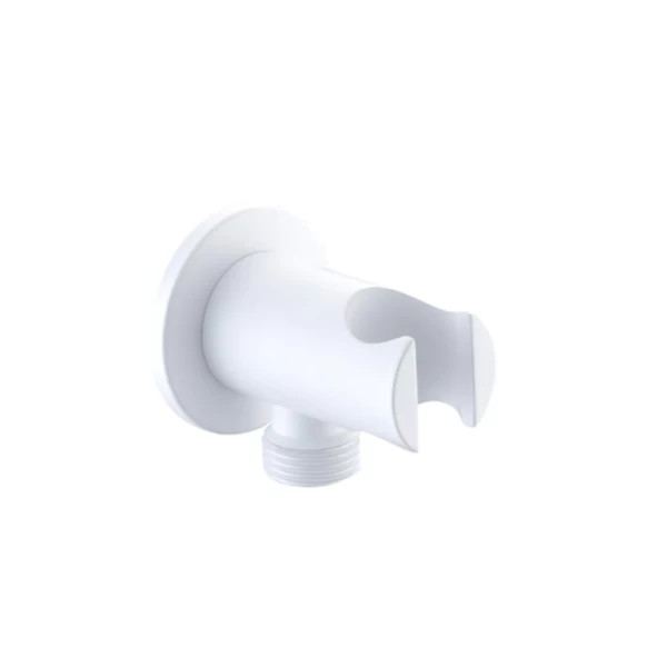 ROUND SHOWER HOLDER WITH WATER OUTLETWHITE MATTE 