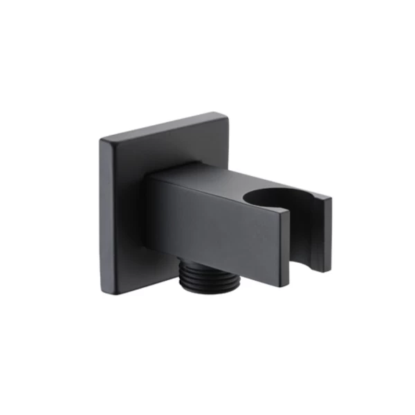 SQUARE SHOWER HOLDER WITH WATER OUTLET BLACK MATTE 