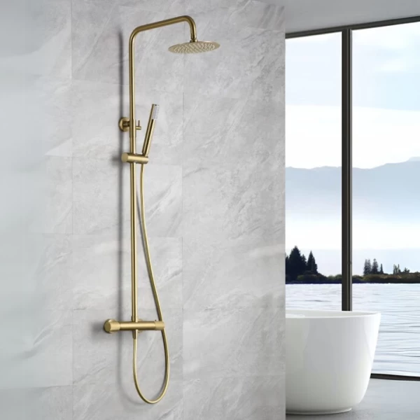 THERMOSTATIC SHOWER BAR LINE SERIES ΙΝ BRUSHED GOLD