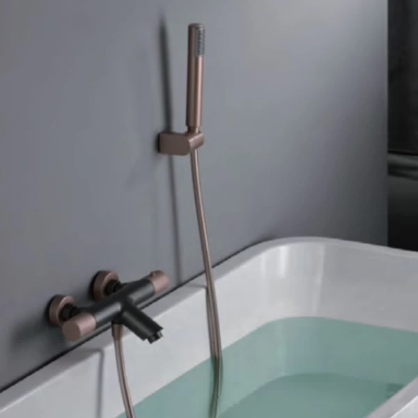 LINE SERIES MATT GRAY / CHAMPAGNE THERMOSTATIC BATH AND SHOWER FAUCETS