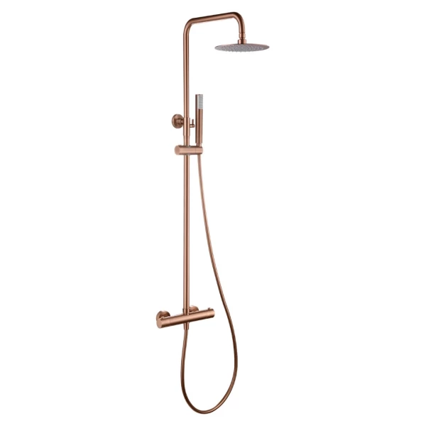 THERMOSTATIC SHOWER BAR GENOVA SERIES ΙΝ ROSE GOLD BRUSHED 