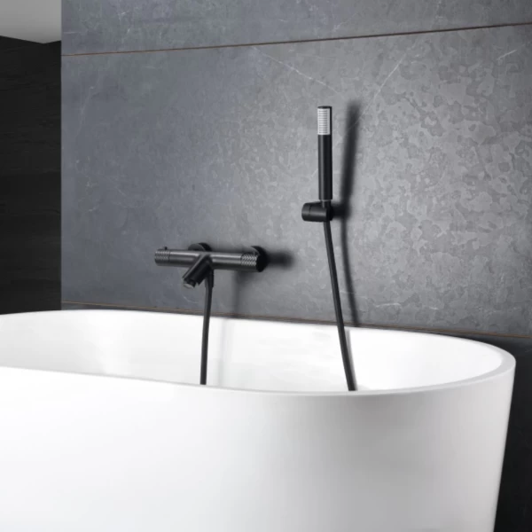 THERMOSTATIC BATH AND SHOWER FAUCET GENOVA SERIES IN BLACK MATTE