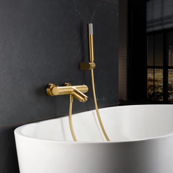 THERMOSTATIC BATH AND SHOWER FAUCET GENOVA SERIES IN BRUSHED GOLD