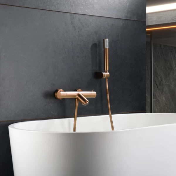 THERMOSTATIC BATH AND SHOWER FAUCET GENOVA SERIES IN ROSE GOLD BRUSHED