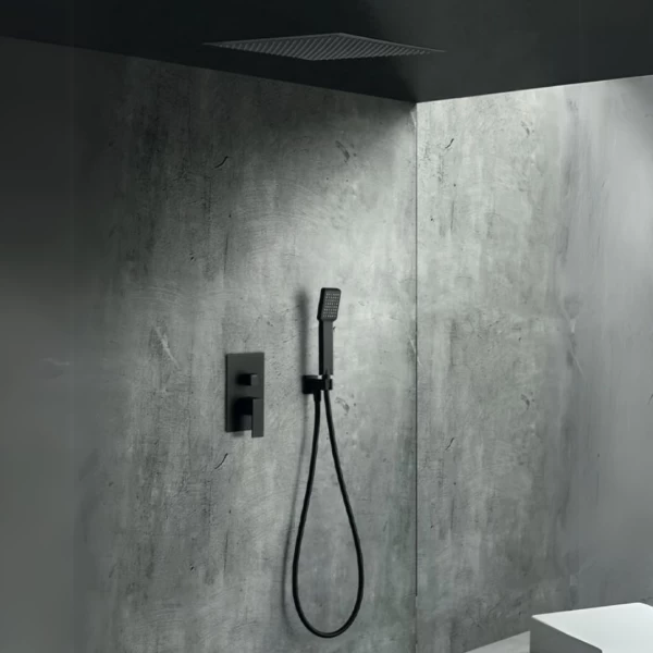BUILT-IN SHOWER SET VOLGA SERIES IN BLACK MATTE