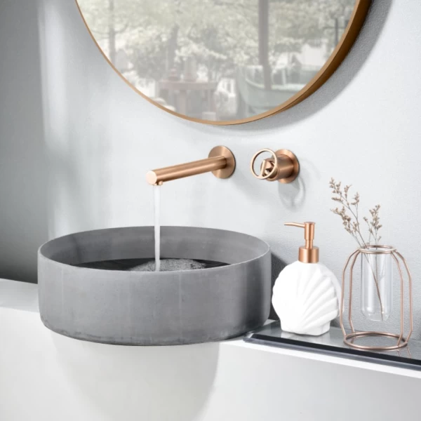  BUILT-IN BASIN FAUCET OLIMPO SERIES ΙΝ ROSE GOLD BRUSHED 